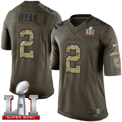 Nike Falcons #2 Matt Ryan Green Super Bowl LI 51 Men's Stitched NFL Limited Salute To Service Jersey
